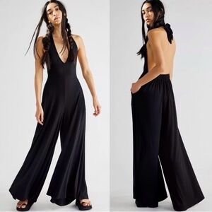 Free People Black Halter Jumpsuit